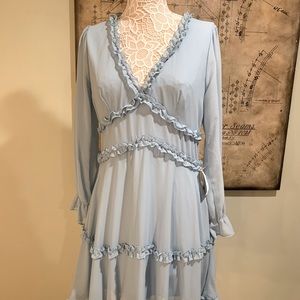 B. Darlin
Long Sleeve V-Neck Ruffle Chiffon Tiered Dress